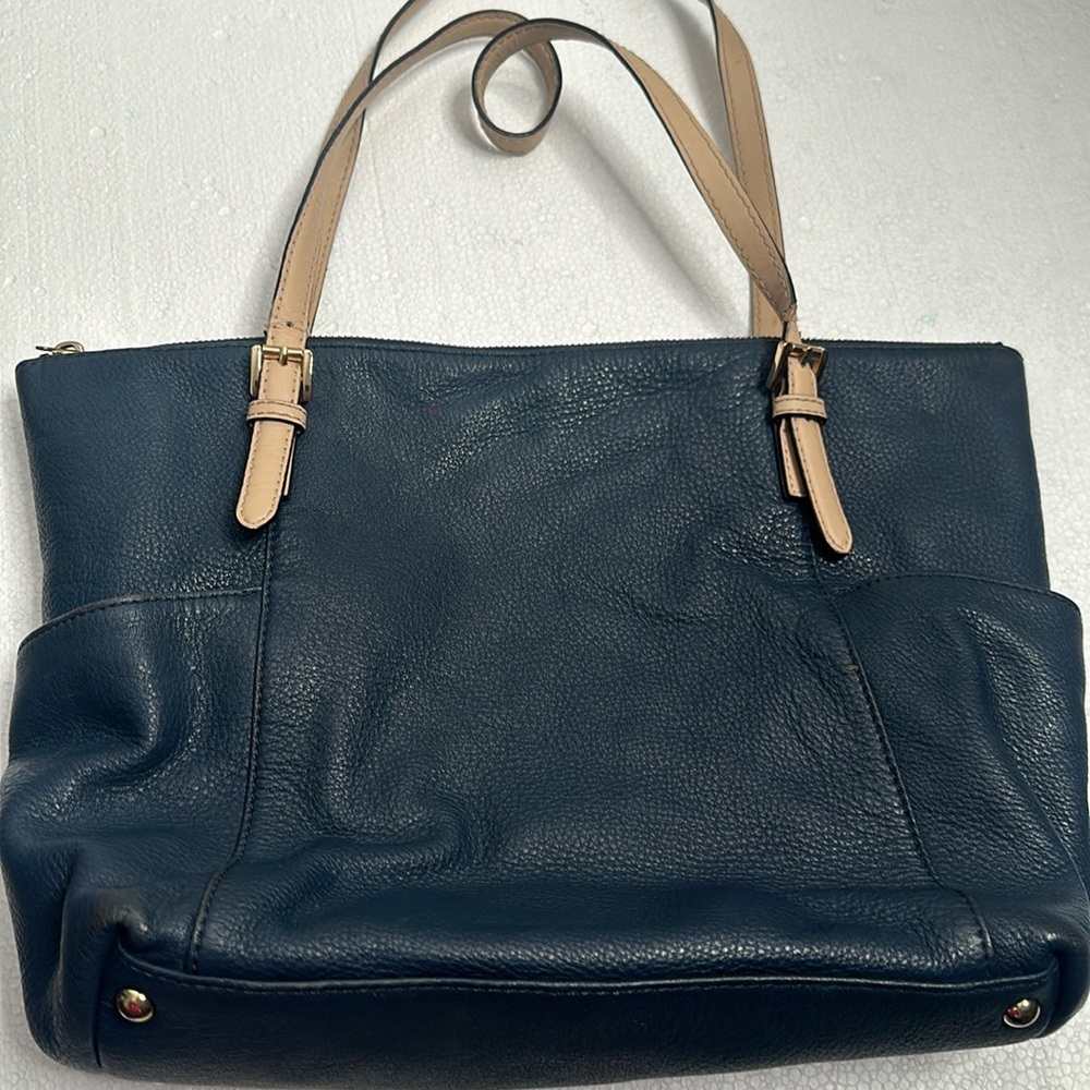 Michael kors navy blue leather tote